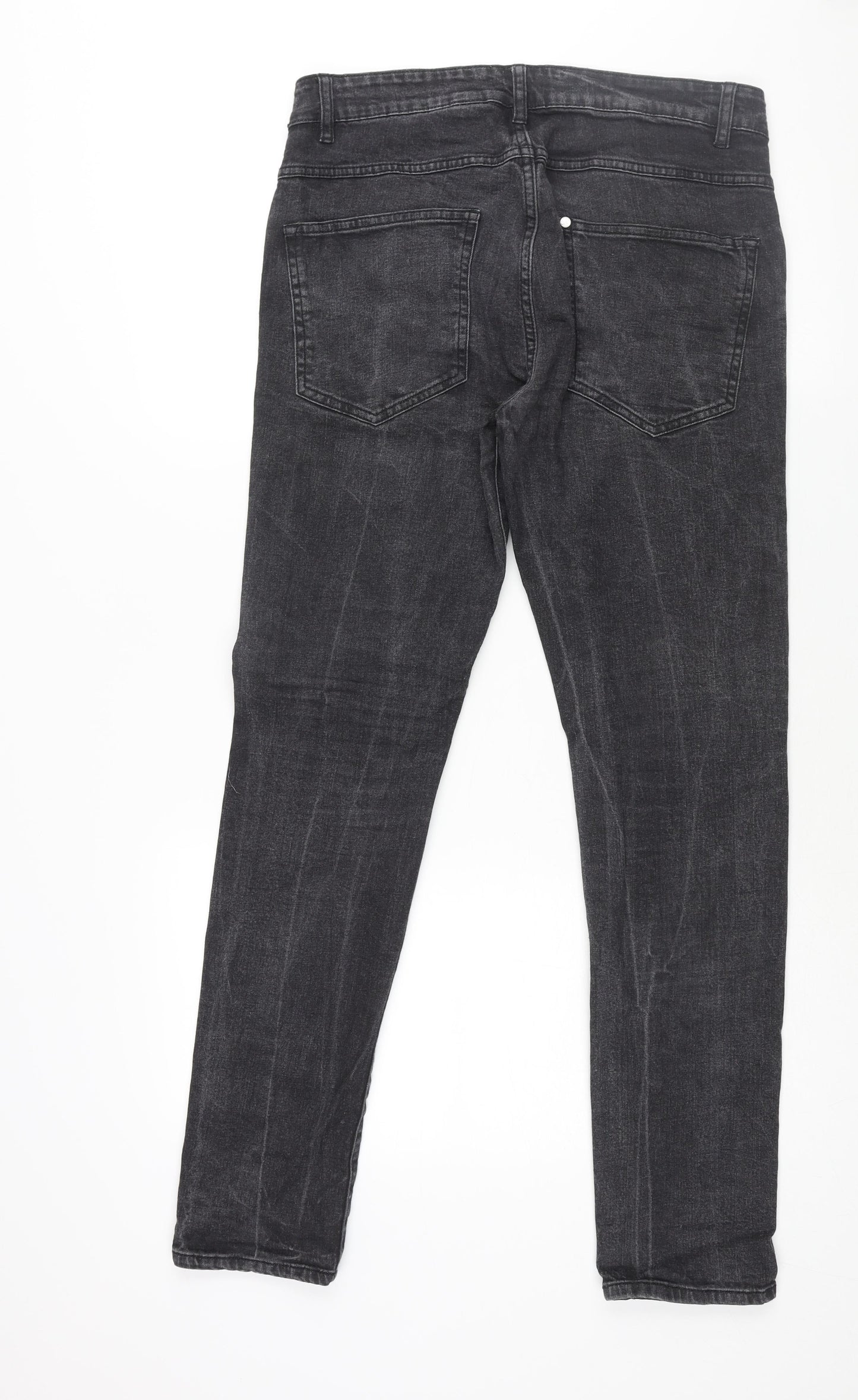 H&M Mens Grey Cotton Straight Jeans Size 34 in L32 in Regular Button