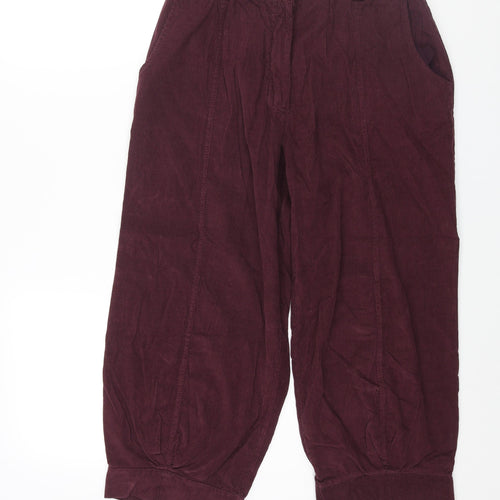 Vanucci Womens Purple Cotton Cropped Trousers Size M L22 in Regular Zip