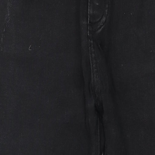 KWD Boys Black Cotton Skinny Jeans Size 13-14 Years L28 in Regular Zip - Distressed