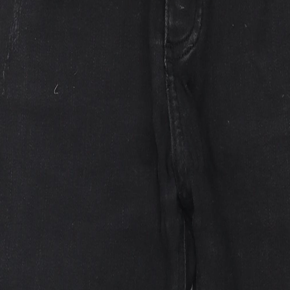 KWD Boys Black Cotton Skinny Jeans Size 13-14 Years L28 in Regular Zip - Distressed