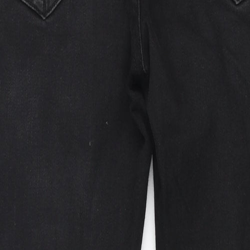 KWD Boys Black Cotton Skinny Jeans Size 13-14 Years L28 in Regular Zip - Distressed