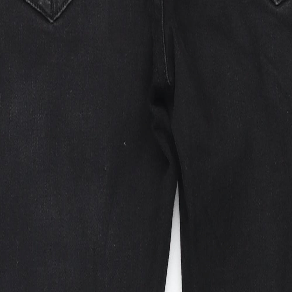 KWD Boys Black Cotton Skinny Jeans Size 13-14 Years L28 in Regular Zip - Distressed