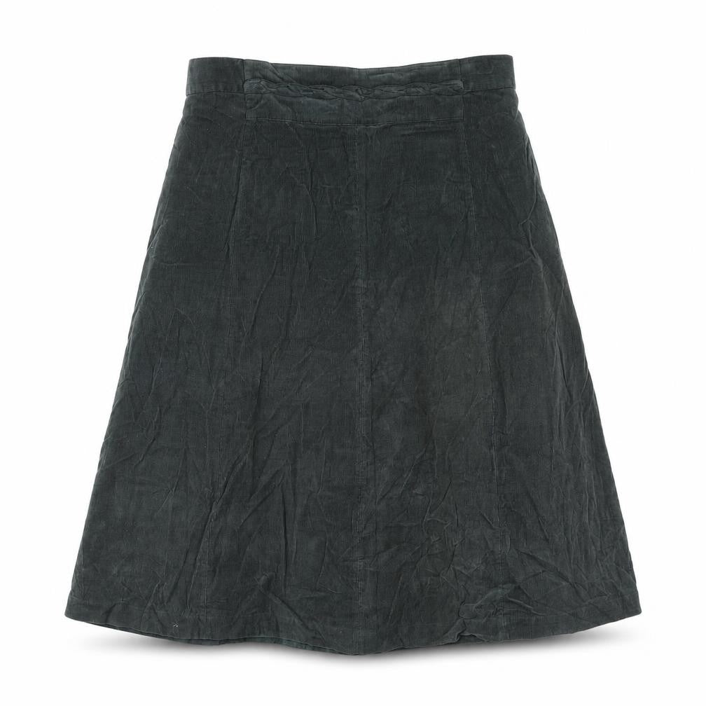 Patra Womens Green Cotton A-Line Skirt Size L Zip - Plait Waistband Detail