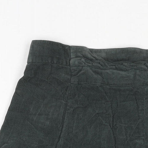 Patra Womens Green Cotton A-Line Skirt Size L Zip - Plait Waistband Detail