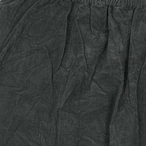Patra Womens Green Cotton A-Line Skirt Size L Zip - Plait Waistband Detail