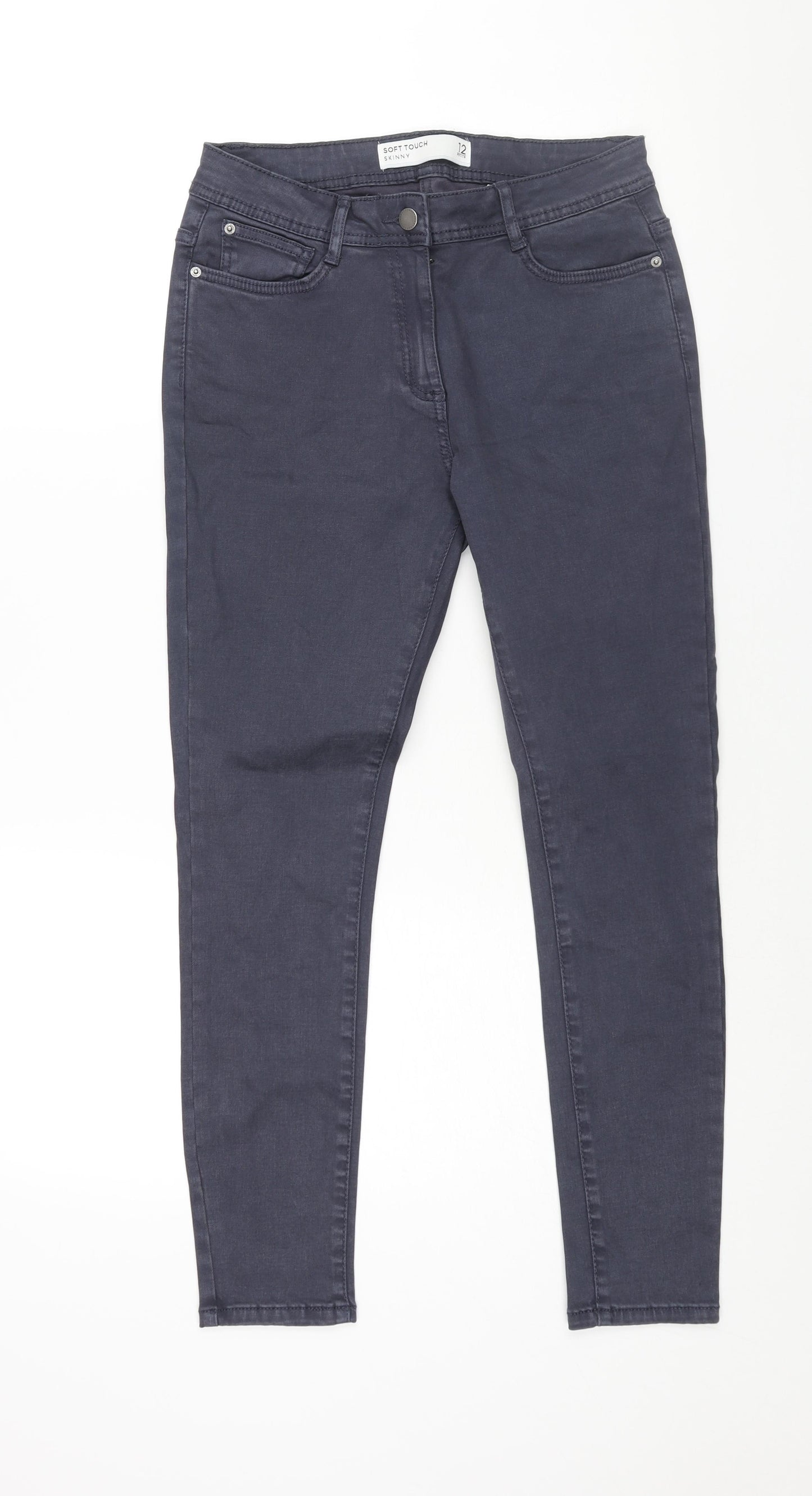 NEXT Womens Blue Cotton Skinny Jeans Size 12 L27 in Regular Zip