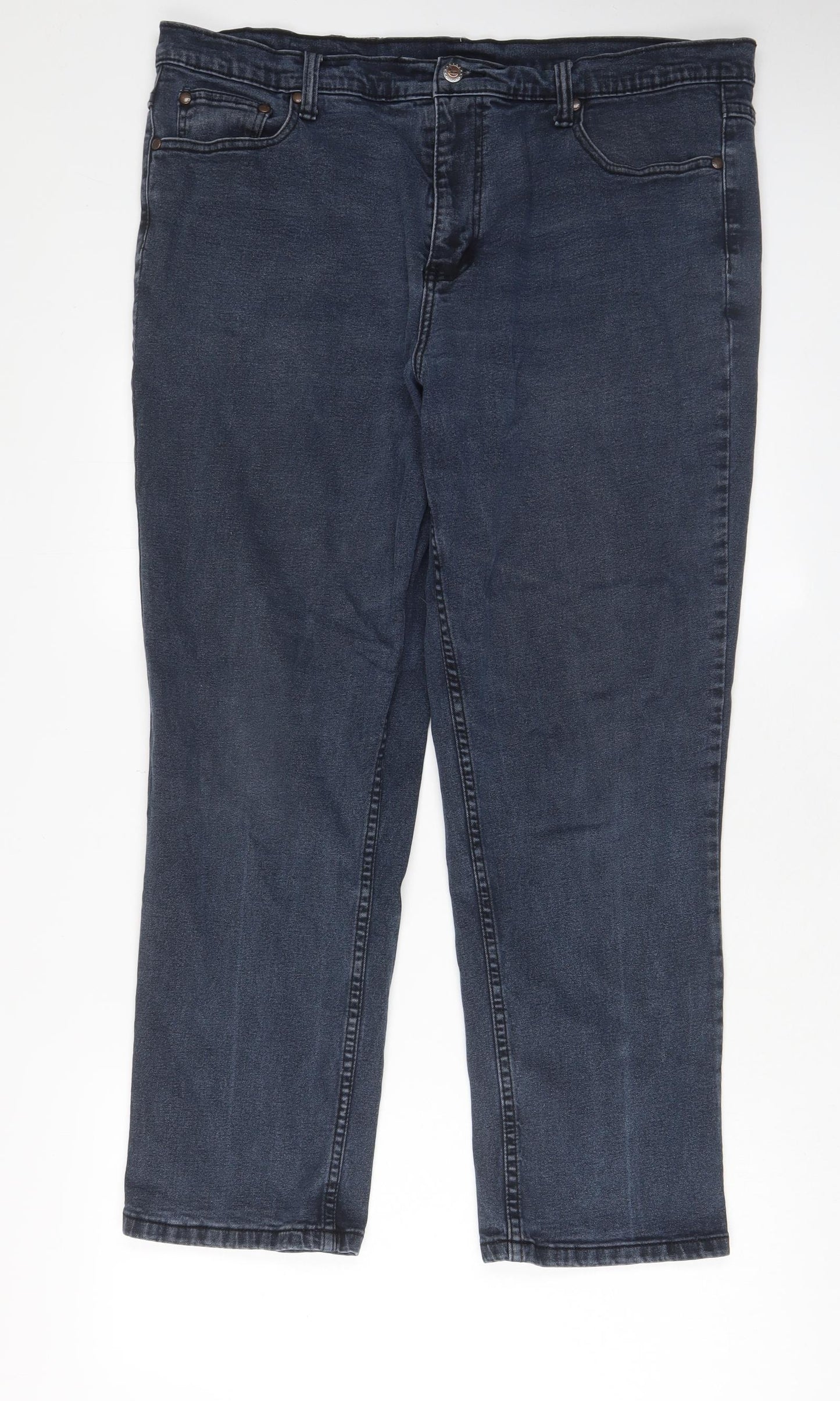 Cotton Traders Mens Blue Cotton Straight Jeans Size 40 in L29 in Regular Zip - Pockets