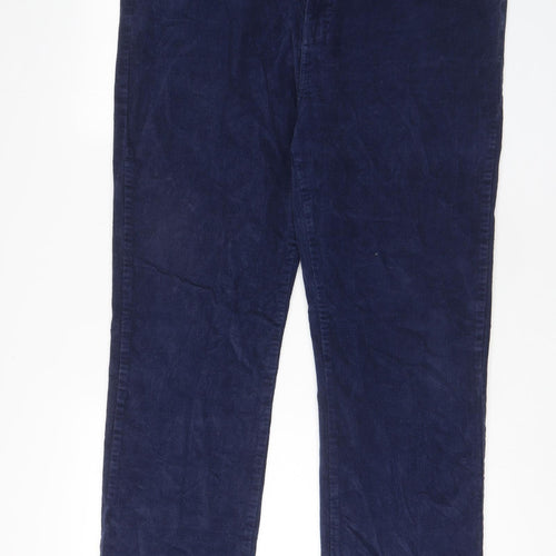 Cotton Traders Mens Blue Cotton Trousers Size 40 in L30 in Regular Zip - Pockets