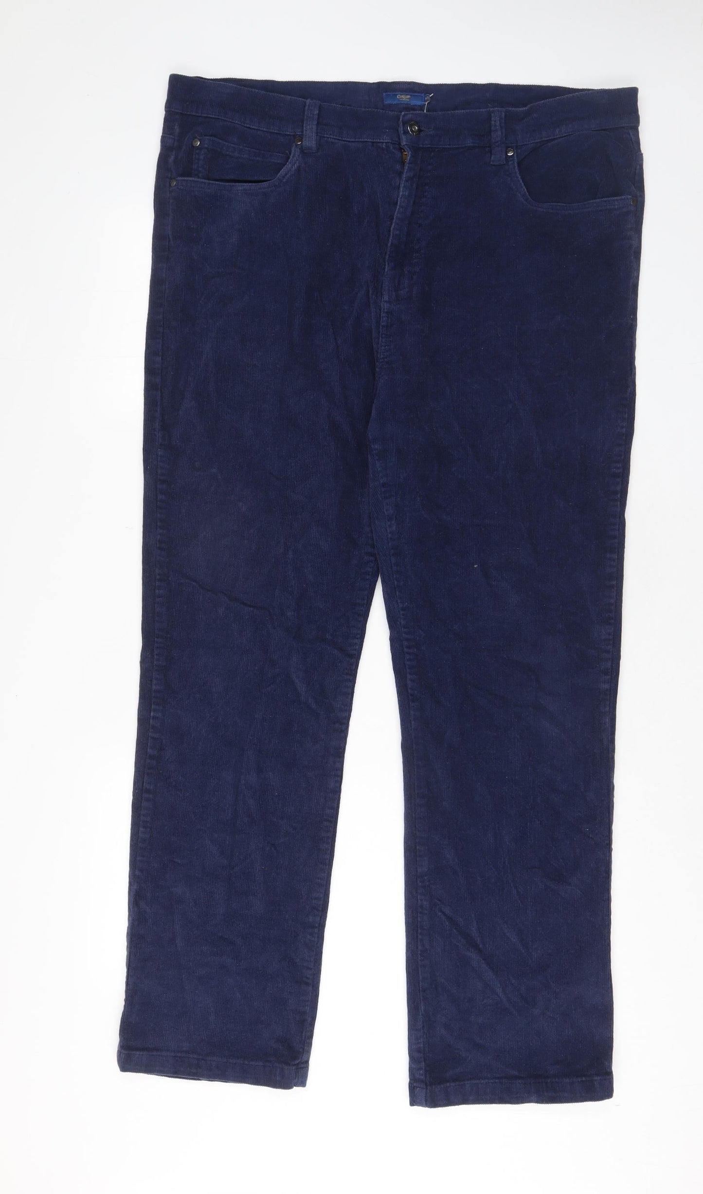 Cotton Traders Mens Blue Cotton Trousers Size 40 in L30 in Regular Zip - Pockets