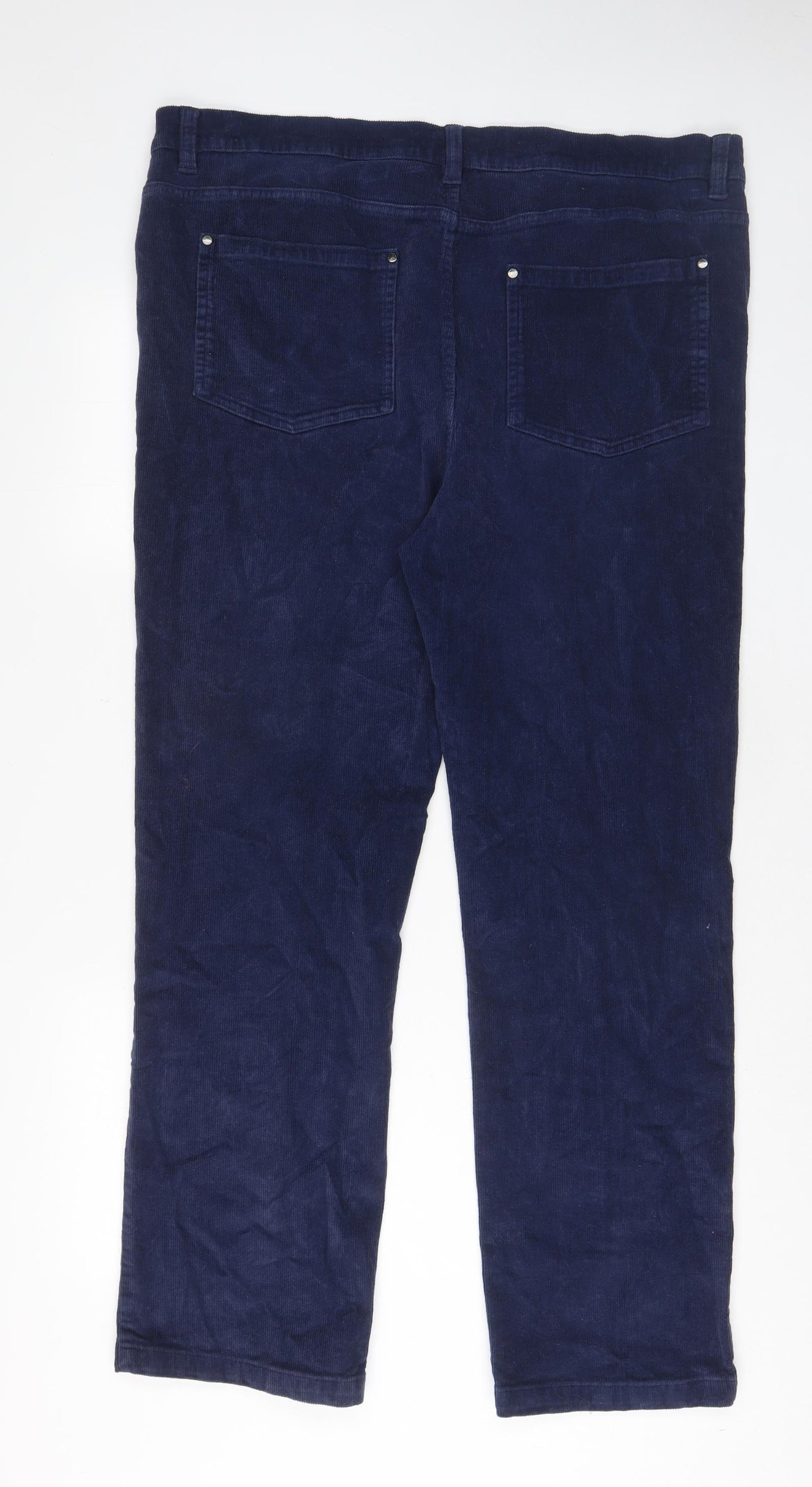 Cotton Traders Mens Blue Cotton Trousers Size 40 in L30 in Regular Zip - Pockets