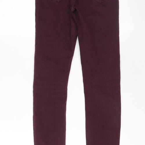 Topshop Womens Red Cotton Skinny Jeans Size 25 in L32 in Regular Zip - Pockets