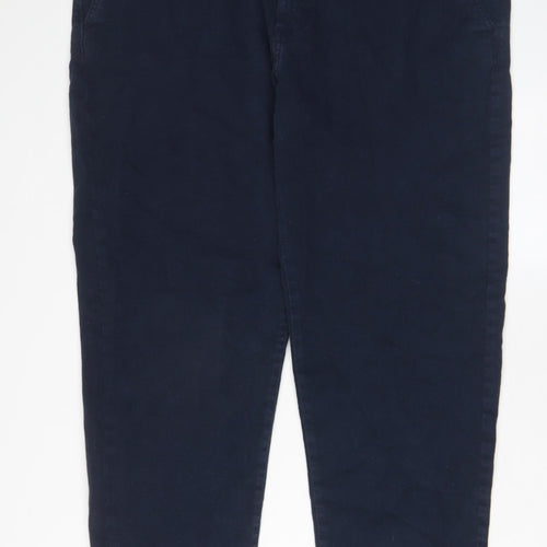 Marks and Spencer Womens Blue Cotton Tapered Jeans Size 40 in L31 in Regular Zip - Pockets