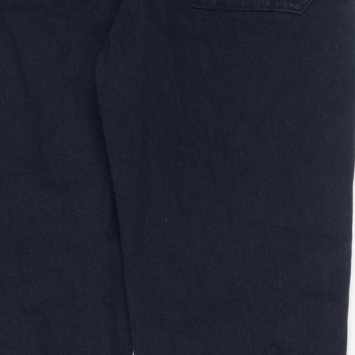 Marks and Spencer Womens Blue Cotton Tapered Jeans Size 40 in L31 in Regular Zip - Pockets