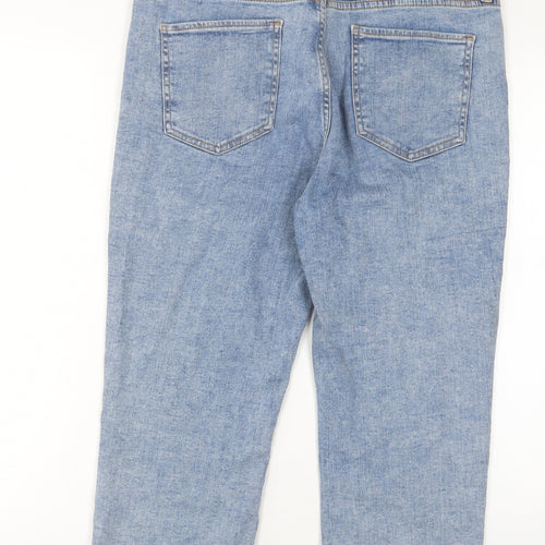 F&F Womens Blue Cotton Cropped Jeans Size 16 L21 in Regular Zip - Pockets