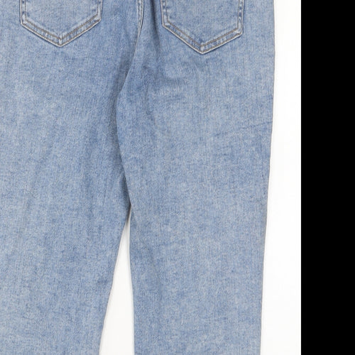 F&F Womens Blue Cotton Cropped Jeans Size 16 L21 in Regular Zip - Pockets