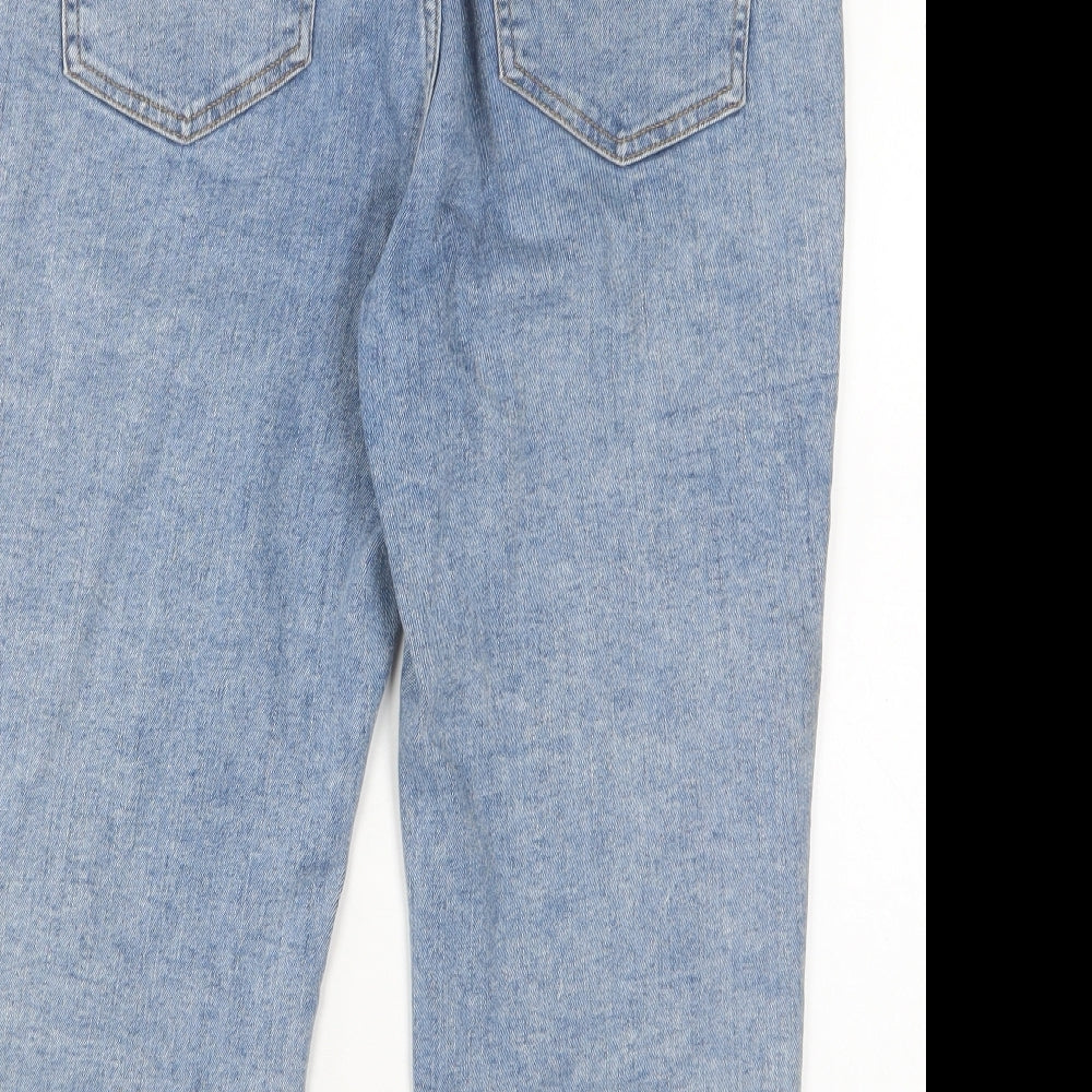F&F Womens Blue Cotton Cropped Jeans Size 16 L21 in Regular Zip - Pockets