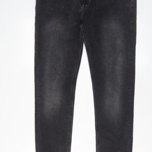 ASOS Mens Grey Cotton Tapered Jeans Size 30 in L30 in Regular Zip - Pockets, Belt Loops