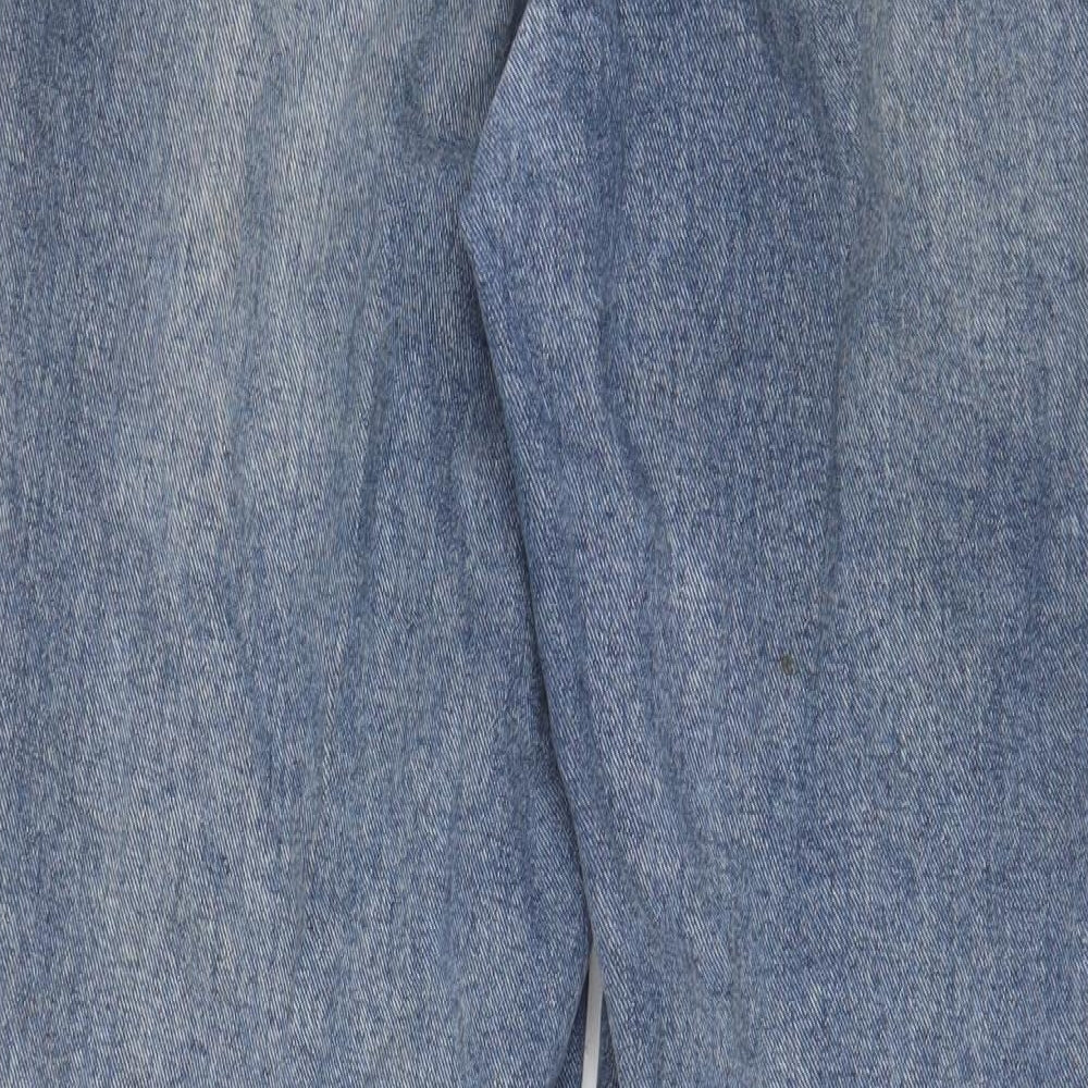 PRETTYLITTLETHING Womens Blue Cotton Mom Jeans Size 12 L30 in Regular Zip - Pockets