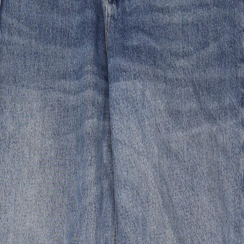 Zara Womens Blue Cotton Wide-Leg Jeans Size 10 L30 in Regular Zip