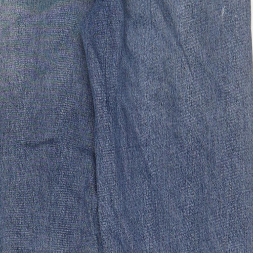 Zara Womens Blue Cotton Wide-Leg Jeans Size 10 L30 in Regular Zip