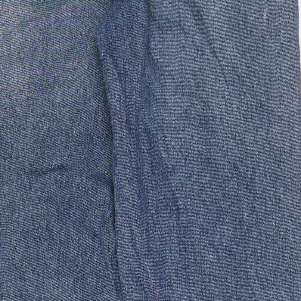 Zara Womens Blue Cotton Wide-Leg Jeans Size 10 L30 in Regular Zip