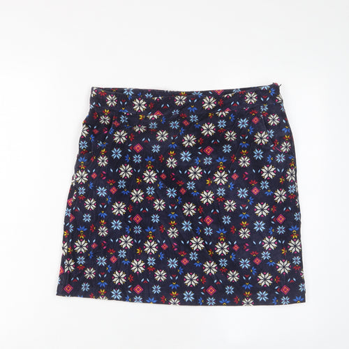 TU Womens Multicoloured Floral Cotton A-Line Skirt Size 14 Zip - Pockets