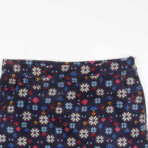 TU Womens Multicoloured Floral Cotton A-Line Skirt Size 14 Zip - Pockets
