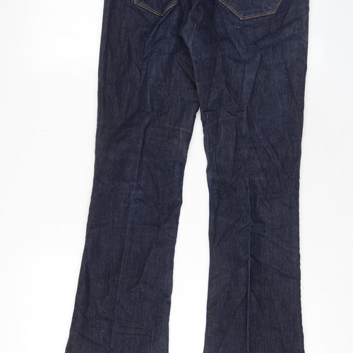 NEXT Womens Blue Cotton Bootcut Jeans Size 12 L29 in Regular Zip - Pockets