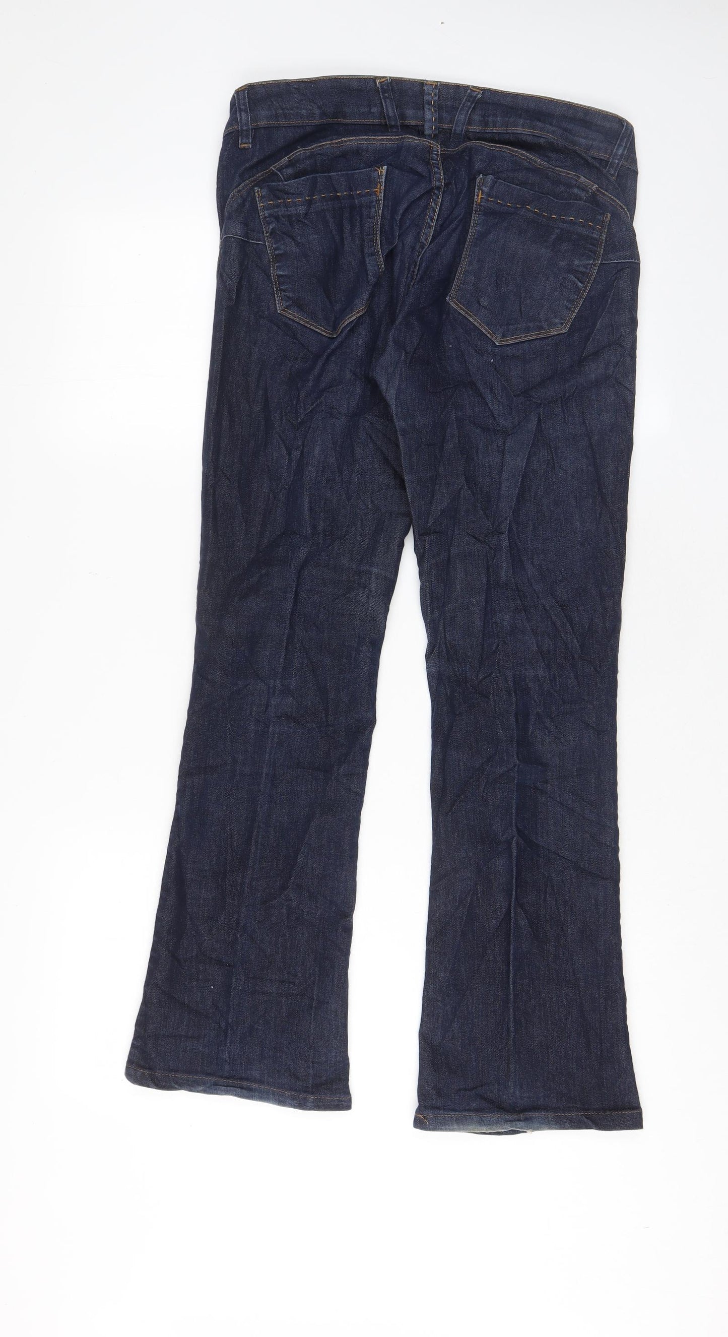 NEXT Womens Blue Cotton Bootcut Jeans Size 12 L29 in Regular Zip - Pockets
