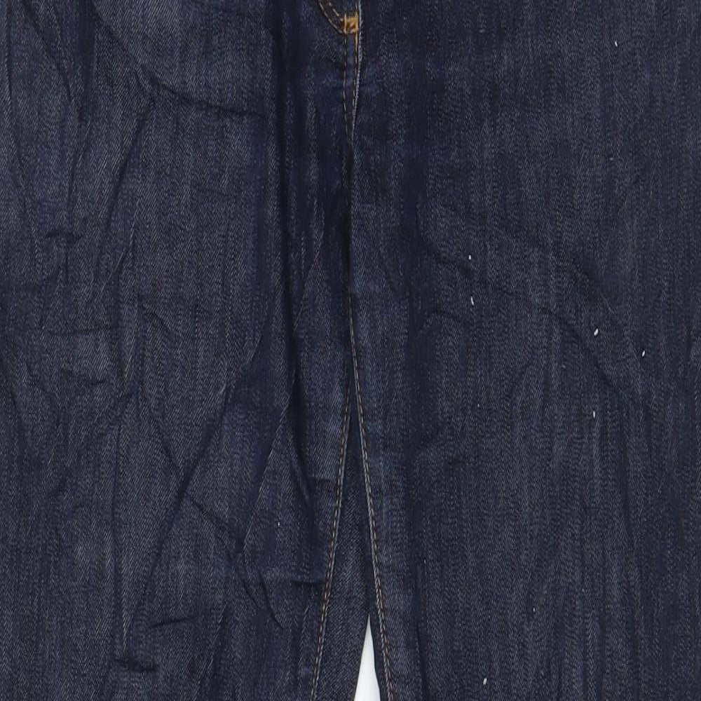NEXT Womens Blue Cotton Bootcut Jeans Size 12 L29 in Regular Zip - Pockets