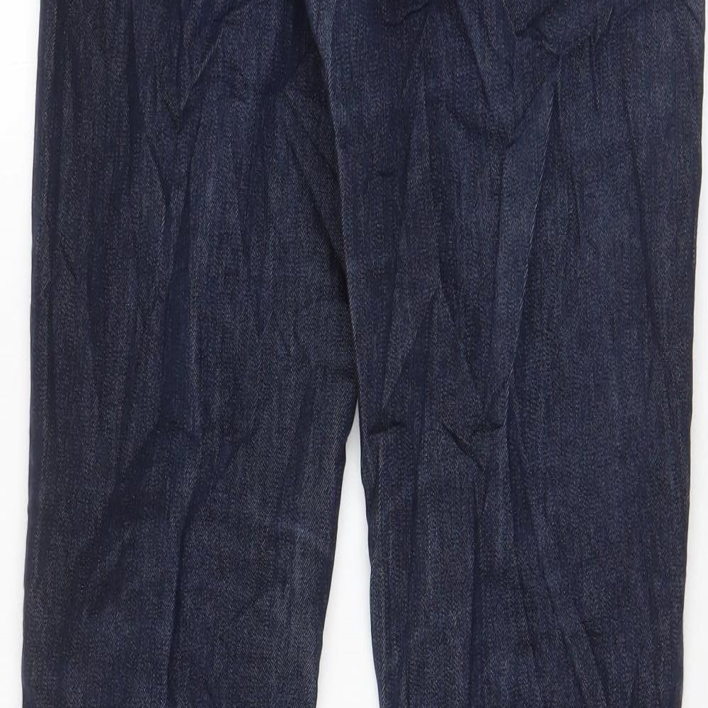 NEXT Womens Blue Cotton Bootcut Jeans Size 12 L29 in Regular Zip - Pockets