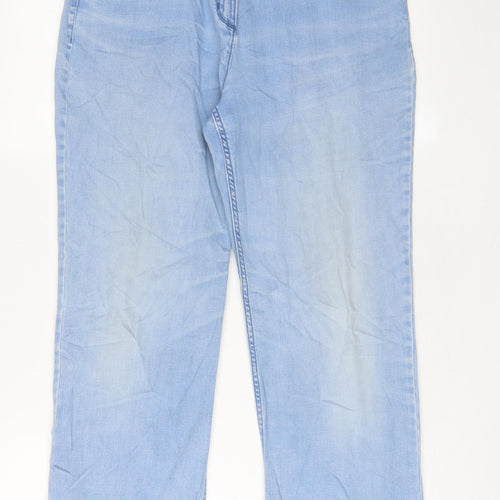 Classic Womens Blue Cotton Straight Jeans Size 32 in L28 in Regular Zip - Pockets