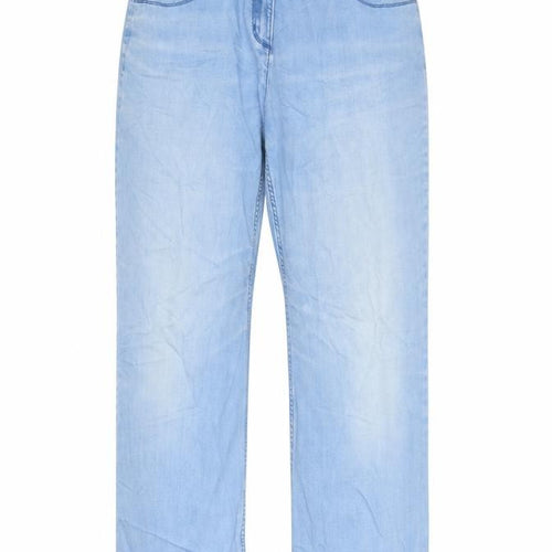 Classic Womens Blue Cotton Straight Jeans Size 32 in L28 in Regular Zip - Pockets