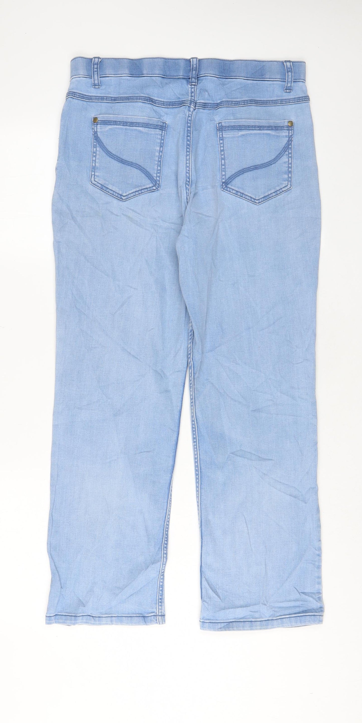 Classic Womens Blue Cotton Straight Jeans Size 32 in L28 in Regular Zip - Pockets