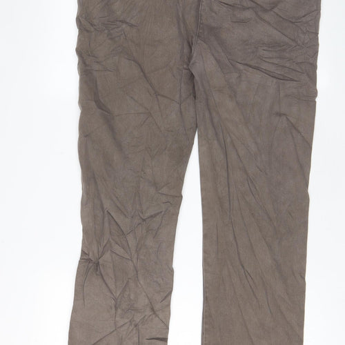 Country Rose Womens Brown Cotton Straight Jeans Size 16 L29 in Regular Zip - Pockets, Embroided