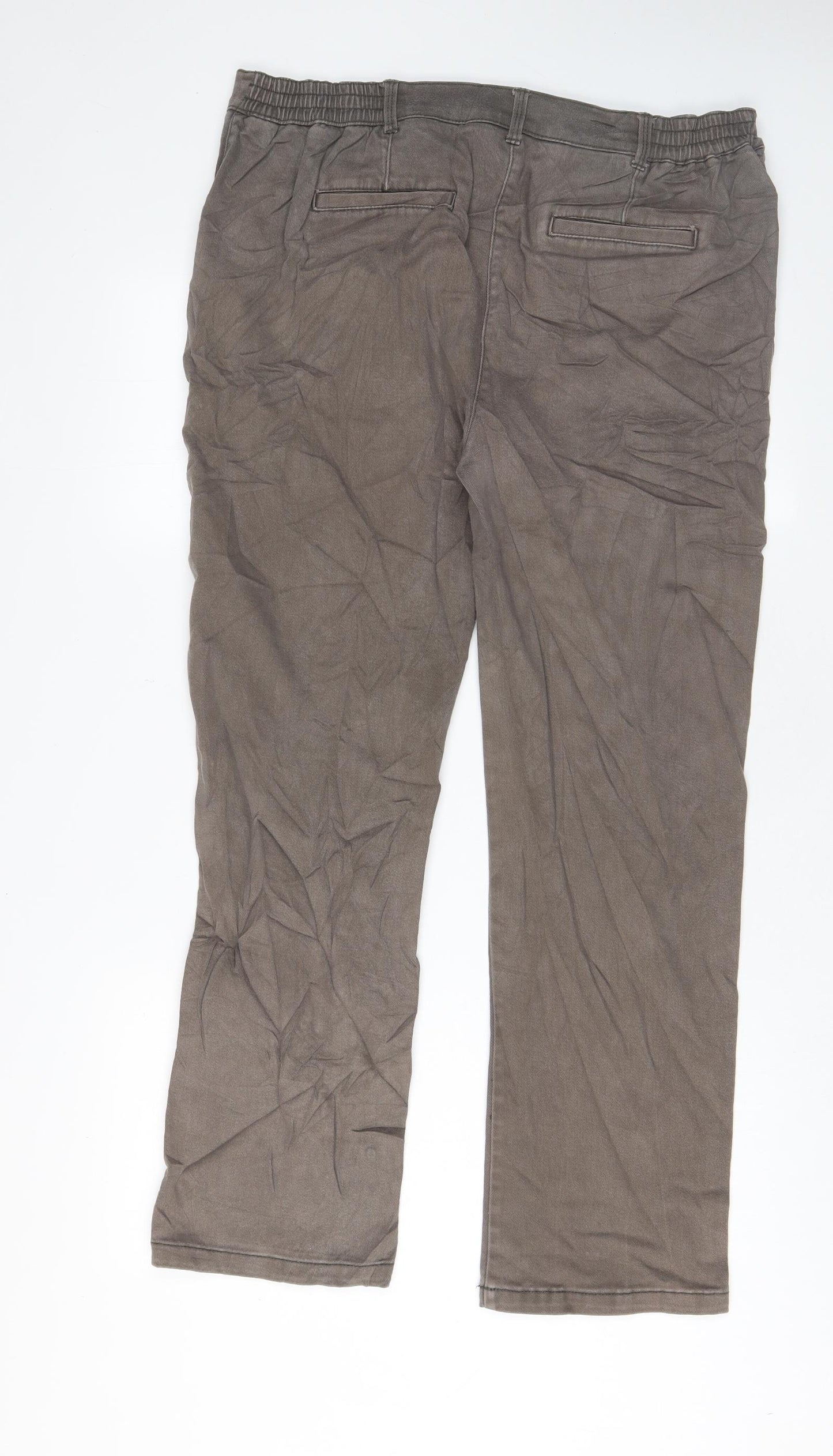 Country Rose Womens Brown Cotton Straight Jeans Size 16 L29 in Regular Zip - Pockets, Embroided