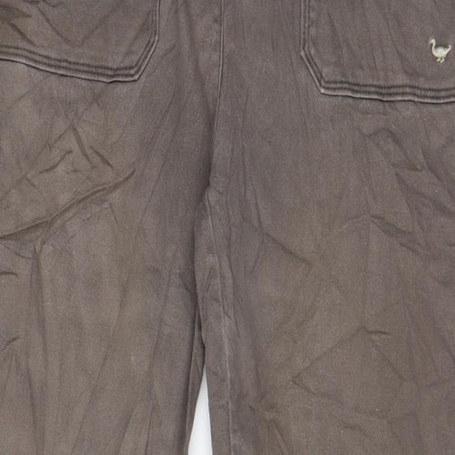 Country Rose Womens Brown Cotton Straight Jeans Size 16 L29 in Regular Zip - Pockets, Embroided