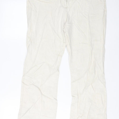 Per Una Womens Ivory Cotton Bootcut Jeans Size 16 L30 in Regular Zip - Pockets