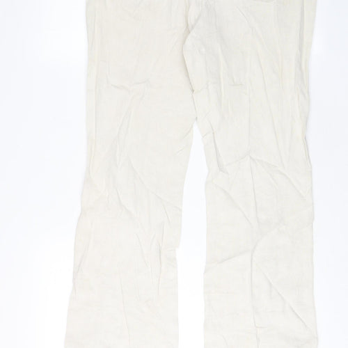 Per Una Womens Ivory Cotton Bootcut Jeans Size 16 L30 in Regular Zip - Pockets
