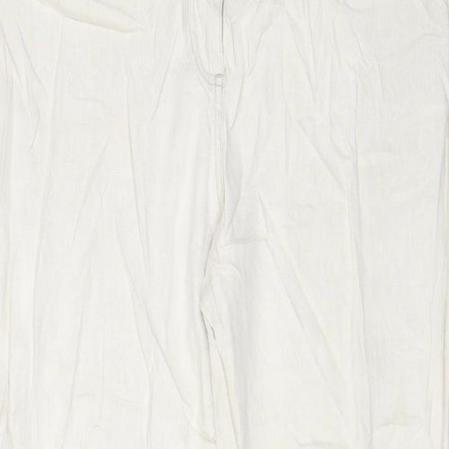 Per Una Womens Ivory Cotton Bootcut Jeans Size 16 L30 in Regular Zip - Pockets