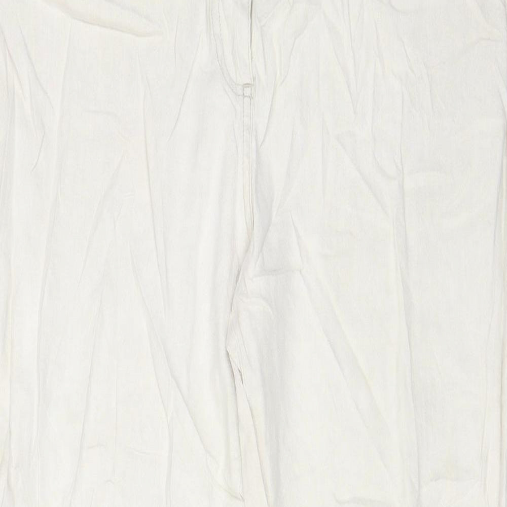 Per Una Womens Ivory Cotton Bootcut Jeans Size 16 L30 in Regular Zip - Pockets