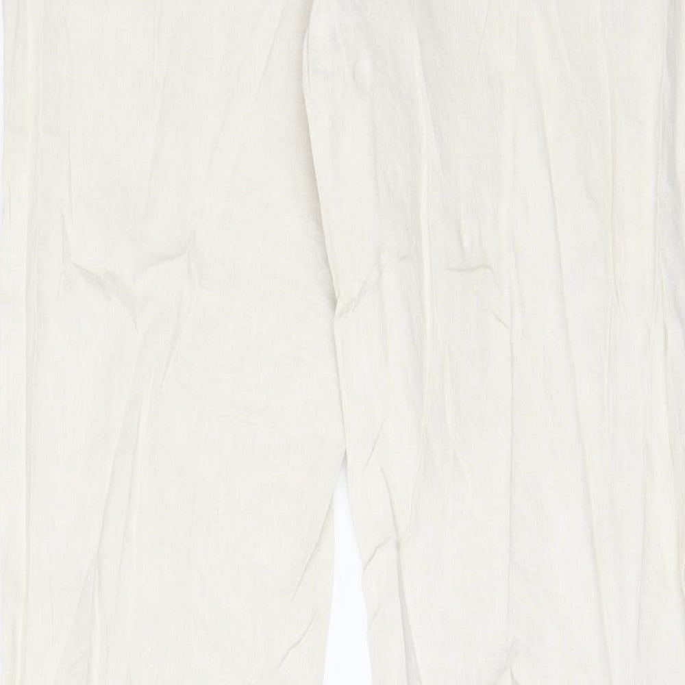 Per Una Womens Ivory Cotton Bootcut Jeans Size 16 L30 in Regular Zip - Pockets