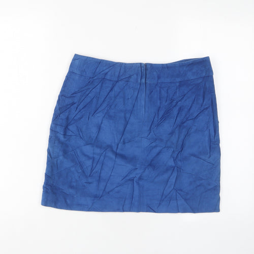 NEXT Womens Blue Cotton A-Line Skirt Size 10 Zip - Pockets, Buttons