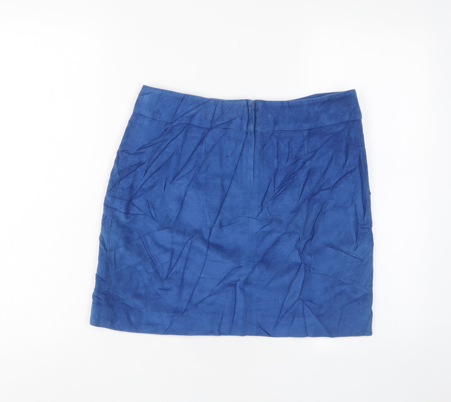 NEXT Womens Blue Cotton A-Line Skirt Size 10 Zip - Pockets, Buttons