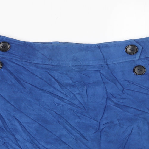 NEXT Womens Blue Cotton A-Line Skirt Size 10 Zip - Pockets, Buttons