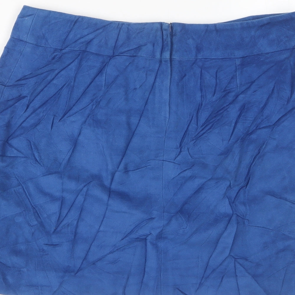 NEXT Womens Blue Cotton A-Line Skirt Size 10 Zip - Pockets, Buttons