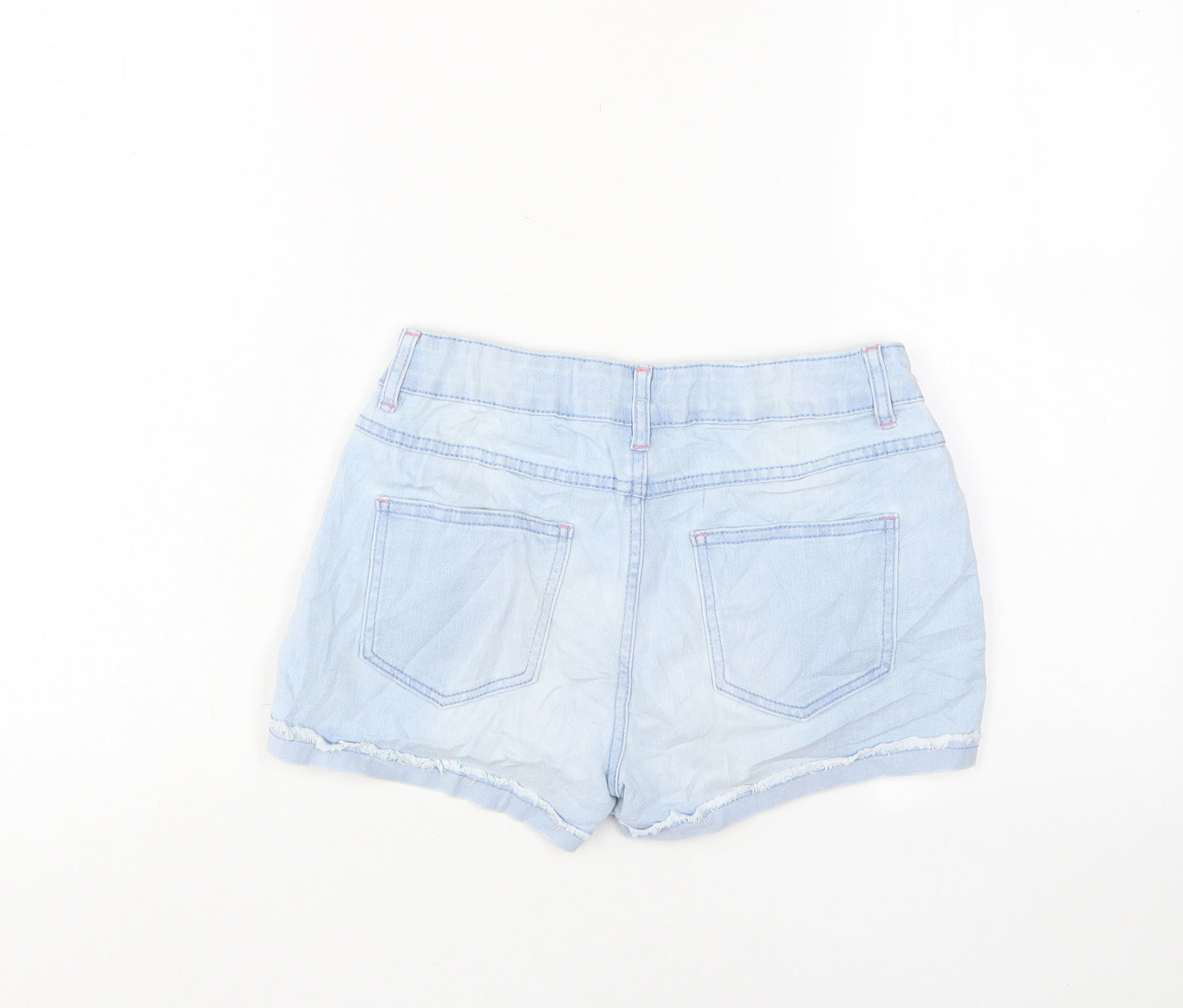 Denim & Co. Girls Blue Cotton Bermuda Shorts Size 11-12 Years Regular Zip - Pockets