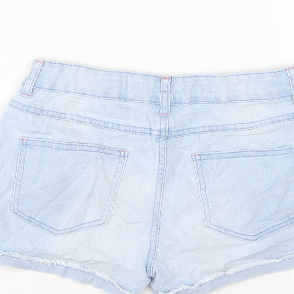 Denim & Co. Girls Blue Cotton Bermuda Shorts Size 11-12 Years Regular Zip - Pockets
