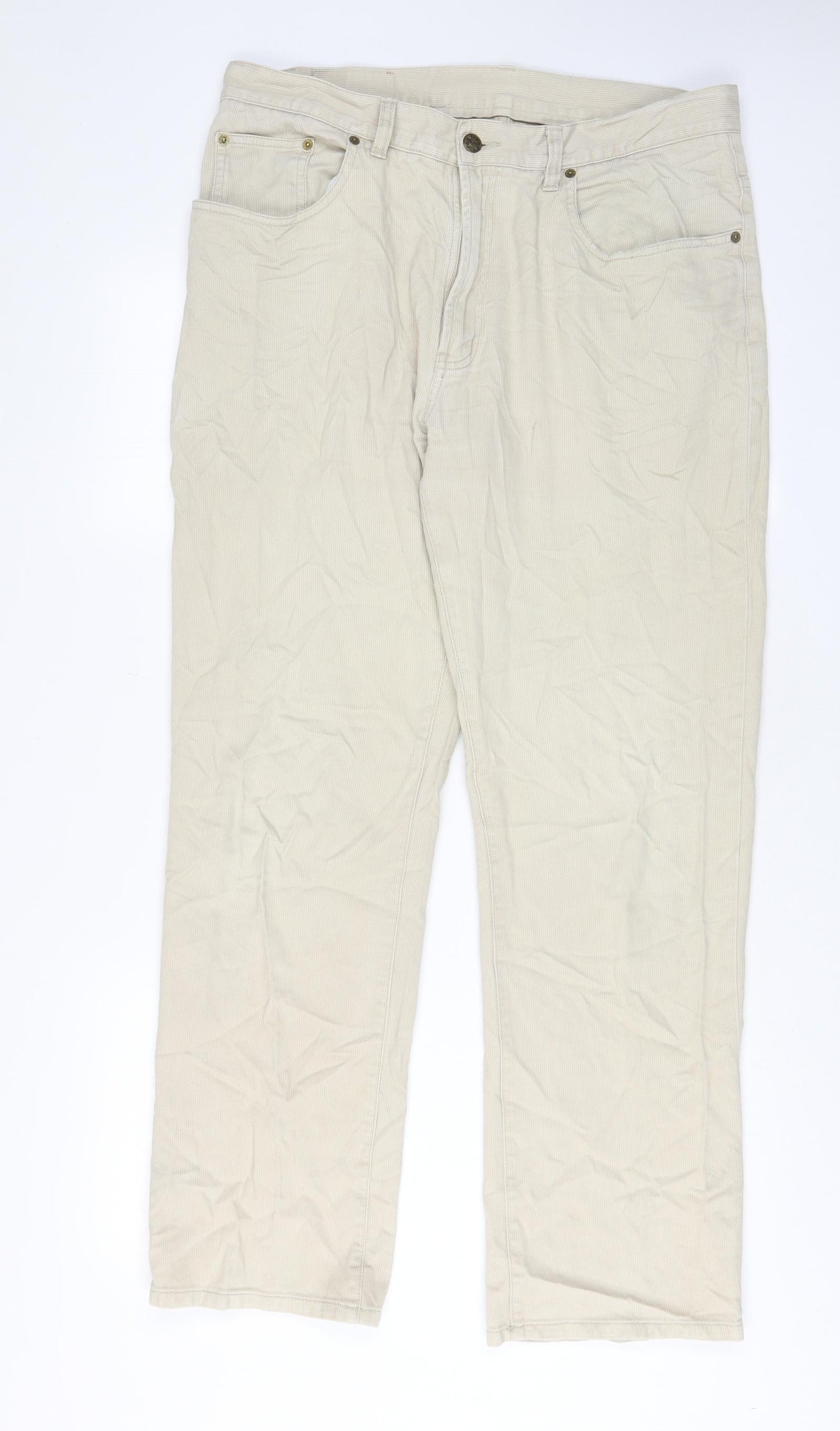 Nico Mens Beige Cotton Straight Jeans Size 34 in L31 in Regular Zip - Pockets