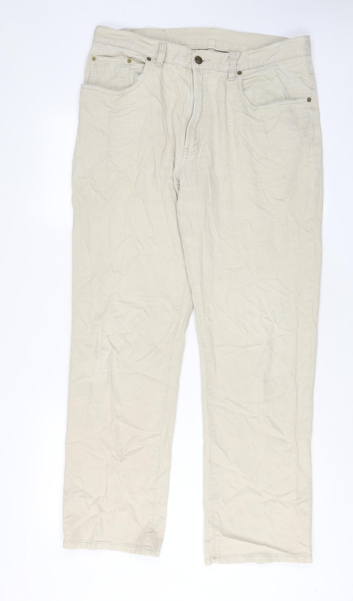 Nico Mens Beige Cotton Straight Jeans Size 34 in L31 in Regular Zip - Pockets